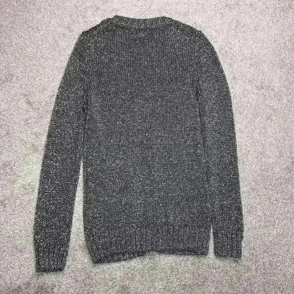 J Crew Cardigan Silver Metallic Knit V Neckline Buttons Pockets Sz S - Picture 6 of 7